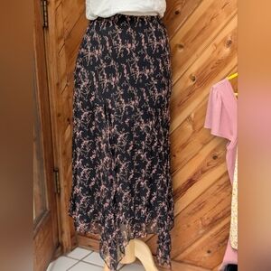 Floral Black and Pink Beaded Skirt